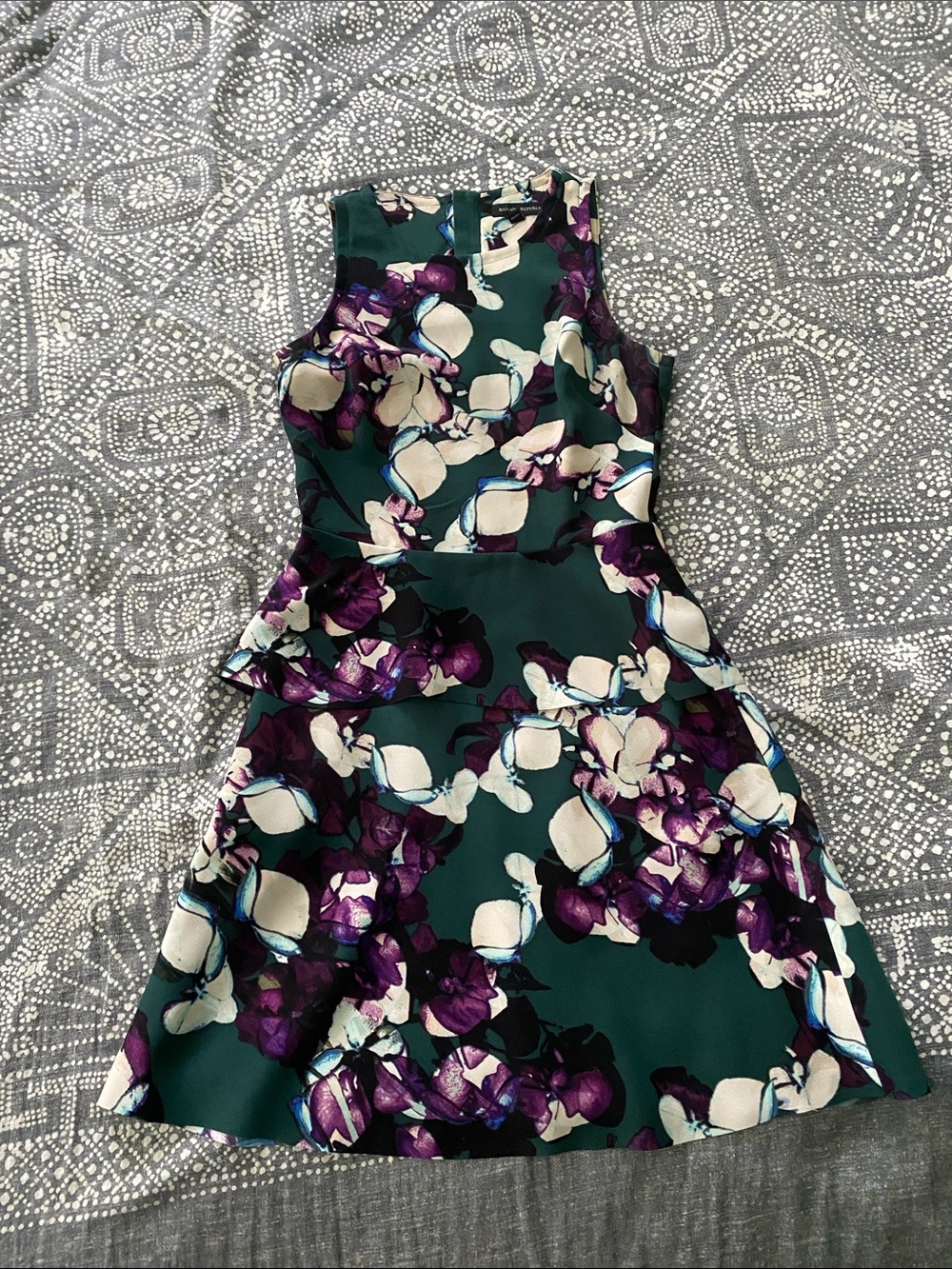 Banana Republic Emerald Green Floral Sleeveless Mini Dress